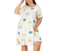 Damen-Nachthemd in Übergröße, kurzärmelig, bequem, Fleece-Morgenmantel, Größe 36, Bademäntel für Damen, weiß, 5XL