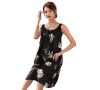 Damen Nachthemd - Lose Schlafende Hauskleidung Pyjamas Für Frauen Sexy Nachtwäsche Eisseide Hosenträger Nachthemd Pyjama Femmes Pyjama Mit Blumendruck, Stil B, 4XL