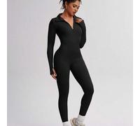 Damen nahtloser gestrickter modischer langärmliger enger Jumpsuit, Daumenlochendesign, bequemer hochdehnbarer Sportbody, hautfreundliches Material, fi