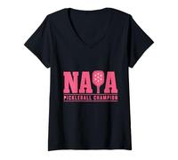 Damen Nana Pickleball Champion Paddelspieler Grafik T-Shirt mit V-Ausschnitt