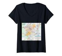 Damen Nancy Superbe System Travel Art Frankreich T-Shirt mit V-Ausschnitt
