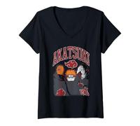 Damen Naruto Shippuden Akatsuki Trio with Cloud Classic Anime T-Shirt mit V-Ausschnitt