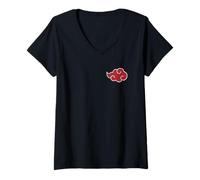 Damen Naruto Shippuden Akatsuki-Wolke T-Shirt mit V-Ausschnitt