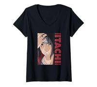 Damen Naruto Shippuden Itachi Block und Name T-Shirt mit V-Ausschnitt