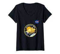 Damen NASA Apollo 13 Mission Patch Meatball Logo T-Shirt mit V-Ausschnitt