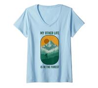 Damen Nature Outdoor Hike Design My Other Life is In The Forest T-Shirt mit V-Ausschnitt