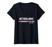 Damen Netherlands Flag | Dutch Vintage Distressed T-Shirt mit V-Ausschnitt