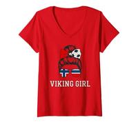 Damen Nettes norwegisches Mädchen Norwegen Cheer Slogan Match Born Princess T-Shirt mit V-Ausschnitt