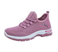 Damen-Netz-Turnschuhe, atmungsaktiv, leicht, zum Hineinschlüpfen, Wanderschuhe, Sommer, Fußgewölbeunterstützung, orthopädische Lauf-Sneaker, modisch, lässig, Spitzen-Turnschuhe, violett, 37.5 EU