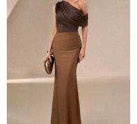 Damen neue elegante romantische & sexy Pendler-Meerjungfrau-Maxikleid - drapierter Halskragen, Rüschendetails, ideal für Partys, Urlaub, Heimkehr, rom