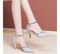 Damen neue Mode spitze Zehen High Heel Schuhe in Silberfarbe, für Hochzeit, Party oder Veranstaltung, elegant, Kittenfersen