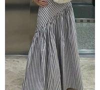Damen Neuer Mode Lockerer A-Linien Gestreifter Patchwork Schlankmachender Lässiger Plissee Vielseitiger Exquisiter Nischen Rock
