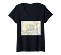 Damen Nice Urban System Travel Art Frankreich T-Shirt mit V-Ausschnitt