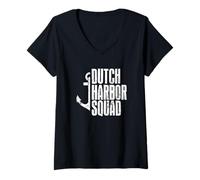 Damen Niederländische Hafenmannschaft Alaska King Crab Crew T-Shirt mit V-Ausschnitt