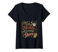 Damen Niedlicher Vorschulkindergarten Lehrer Klassenzimmer T-Shirt mit V-Ausschnitt