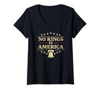 Damen No Kings In America Vintage Patriotische Protestbotschaft T-Shirt mit V-Ausschnitt