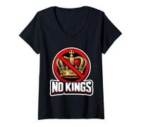 Damen No Kings Protest Demonstration Demonstration Protester Vintage Rustic T-Shirt mit V-Ausschnitt