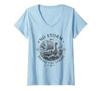 Damen No Strom Breaks the Strong Nordische Mythologie Wikinger T-Shirt mit V-Ausschnitt