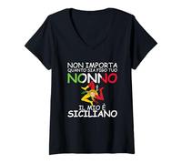 Damen Non importa quanto sia figo tuo Nonno, il mio e Siciliano T-Shirt mit V-Ausschnitt