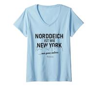 Damen Norddeich ist wie New York ... nur ganz anders Norddeich T-Shirt mit V-Ausschnitt