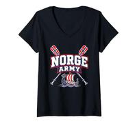Damen Norwegen Armee Norwegen Viking Rudern Crew Team Norwegian Pride T-Shirt mit V-Ausschnitt