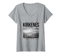 Damen Norwegen Aurora Polarlicht Reise T-Shirt mit V-Ausschnitt