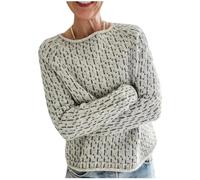 Damen Norweger Pullover Große Größen Strickpullover Rundhals Pulli Langarm Sweater Norwegermuster Warme Winterpullover Oberteile Lockere Jumpers Klamotten Teenager Mädchen Winter Herbstmode 2024