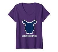Damen Norweschendir Norwegen Tier Elch auf Sächsisch T-Shirt mit V-Ausschnitt, Violett, XL