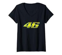 Damen Number 46 - Superbike Racing Number T-Shirt mit V-Ausschnitt