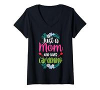Damen Nur Eine Mutter Die Die Gartenarbeit Liebt Mama Garten Mami T-Shirt mit V-Ausschnitt