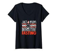 Damen Nur eine Mutter, die intermittierendes Fasten liebt T-Shirt mit V-Ausschnitt