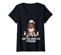 Damen Nur noch eine Katze, die ich verspreche, Katzen, Liebhaber, Frau, Mädchen, Katze, Mama T-Shirt mit V-Ausschnitt