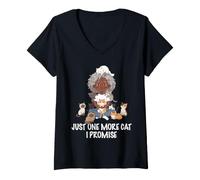Damen Nur noch eine Katze, die ich verspreche, Katzen, Liebhaber, Frau, Mädchen, Katze, Mama T-Shirt mit V-Ausschnitt