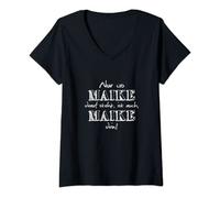 Damen Nur wo Maike drauf steht, ist auch Maike drin! Spruch T-Shirt mit V-Ausschnitt