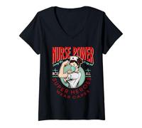 Damen Nurse Power Saving Life is My Job Not All Heroes Wear Capes T-Shirt mit V-Ausschnitt