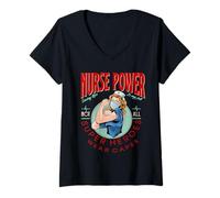 Damen Nurse Power Saving Life is My Job Not All Heroes Wear Capes T-Shirt mit V-Ausschnitt