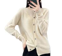 Damen O-Ausschnitt Cardigan Lose Langarm Sweater Top Frühling und Herbst Merino Kaschmir Sweater, beige, XXL