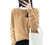 Damen O-Ausschnitt Cardigan Lose Langarm Sweater Top Frühling und Herbst Merino Kaschmir Sweater, Farbe: 15, XXL