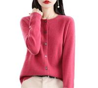 Damen O-Ausschnitt Cardigan Lose Langarm Sweater Top Frühling und Herbst Merino Kaschmir Sweater, himbeere, XXL