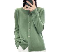 Damen O-Ausschnitt Cardigan Lose Langarm Sweater Top Frühling und Herbst Merino Kaschmir Sweater, Türkis En8, M