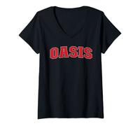 Damen Oasis California Souvenir Trip College Style roter Text T-Shirt mit V-Ausschnitt