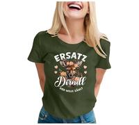 Damen Oberteil Glitzer T-Shirt mit bayerischem Oktoberfest-Hirsch-Print | Traditionelles deutsches Festival-T-Shirt für Männer und Frauen | Hochwertiger Baumwollkomfort Tüll (Army Green, XXXL)