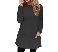 Damen-Oberteil mit langen Ärmeln, elegant, Rundhalsausschnitt, Übergröße, bedrucktes T-Shirt, modisch, lässig, kurvig, Tunika, Tops, Frühling, T-Shirts Angebote Blusen, Schwarz , 54