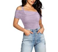 Damen Oberteile Elegant Damen Top Ärmellos Transparent Spitze Crop Oberteil Sexy Slim Fit Shirt Sommer Party Clubwear S 01 Light Purple