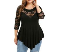 Damen-Oberteile sexy T-Shirt Clubwear Langarm-Oberteile Mesh transparent durchsichtig Bodysuit Langarm-Oberteile Tunika Häkelbluse für Damen Freizeithemd V-Ausschnitt Langarm lässige lockere Bluse