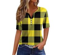 Damen Oberteile, Shirt Damen Elegant Shirt Women Schule Summer Basic | Unterhemd Kurzarm Oversized Tailliert Nadelstreifen Button V Neck Tops Und T-Shirts