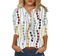 Damen Oberteile Sport T-Shirt Langarm Laufshirt V-Ausschnitt V Ausschnitt Casual Lässige Tunika Tops Frühling Herbst Casual Pullover Mode Langarmshirt mit Knopfleiste Damenoberteile