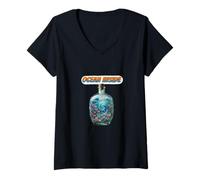 Damen Ocean Inside Bottle Art Marine Life Spirale Szene T-Shirt mit V-Ausschnitt