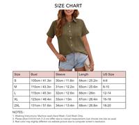 Damen-OD-Grün Baumwoll Kurzarm-Hemd mit Knopfleiste, lockere Passform, Größe L