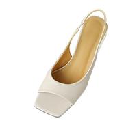 Damen Offen Toe Pumps Heels Slingpumps Eckige Zehenkappe Sandalen Kitten Heel Lässig Büroschuhe Dress Schuhe (Off White,37)